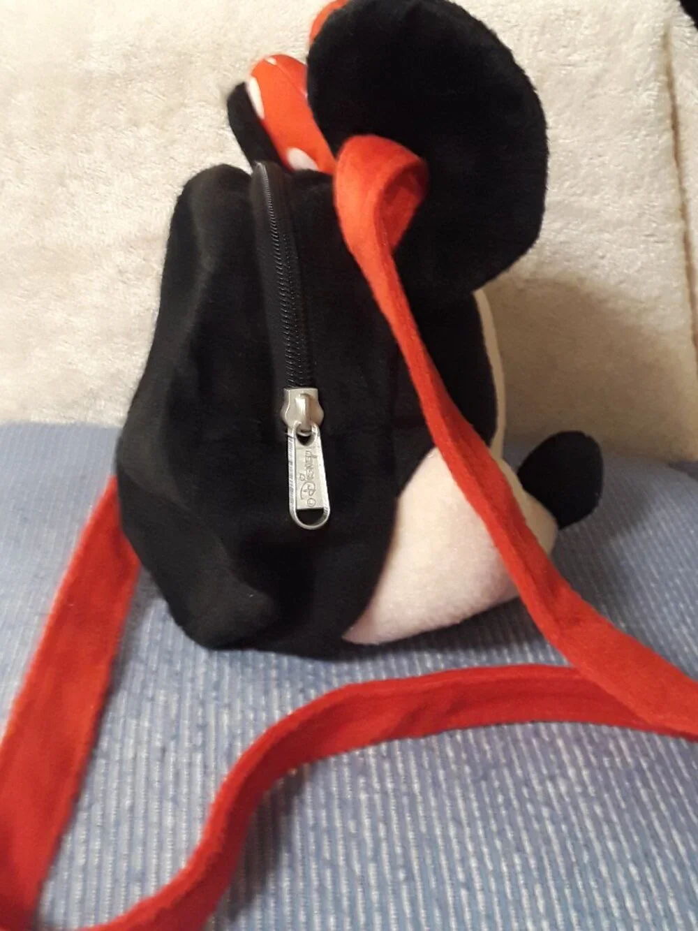 Minnie Mouse 3D Plush Head Crossbody Purse-Red Polka Dot Bow Disney Ruz-Back Zip